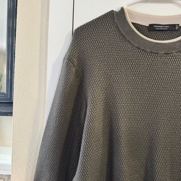 Ermenegildo Zegna High Performance Textured Knit Wool Sweater Italy Green Sz 52 - Picture 3 of 7